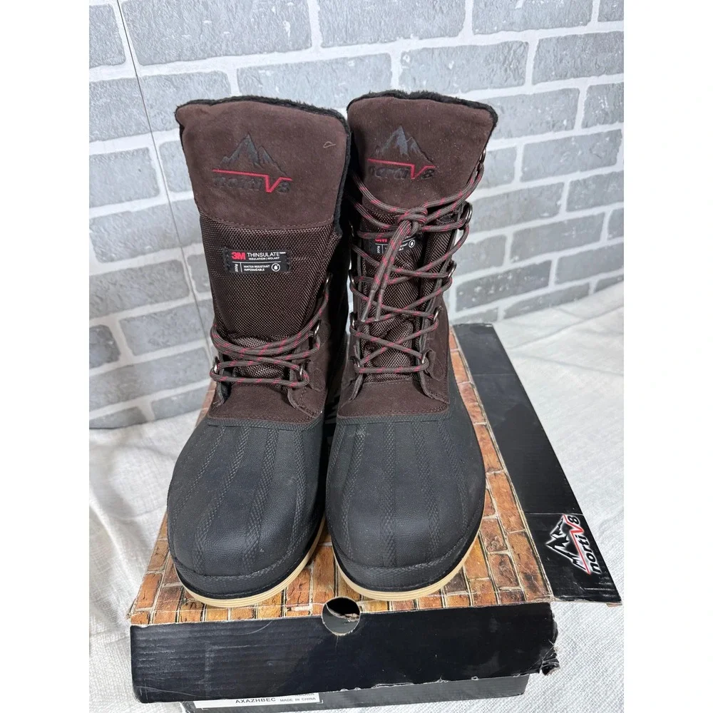 Nortiv8 Mens Snow Boots 170390-M Brown‎ Black Waterproof Insulated Size 13